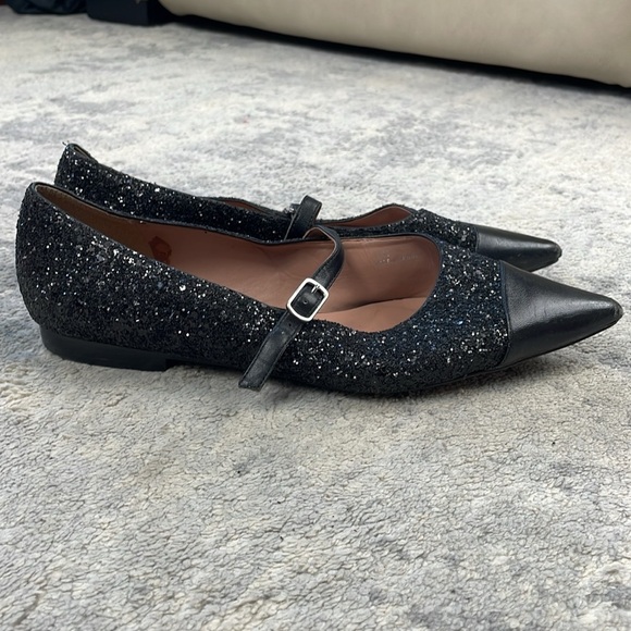 Linea Paolo Niara Glitter Flat Pointed Toe Mary Jane Black Sparkle Sz 11 - Picture 6 of 13